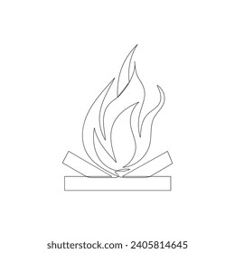 Durchstetige, einzeilige Kunst aus Bränden, handgezeichnet auf weißem Hintergrund und minimaler Beinfall mit Brennholz