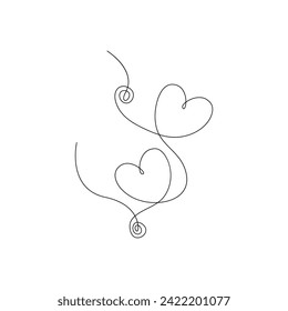 Vector continuous one line art drawing of heart for love valentine day and love calibration.