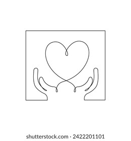 Vector continuous one line art drawing of heart for love valentine day and love calibration.