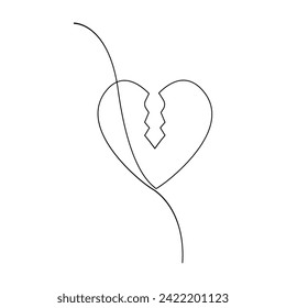 Vector continuous one line art drawing of heart for love valentine day and love calibration.