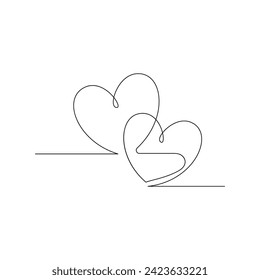 Vector continuous one line art drawing of heart for love valentine day and love calibration.