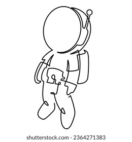 Vector continuous one line astronaut illustration