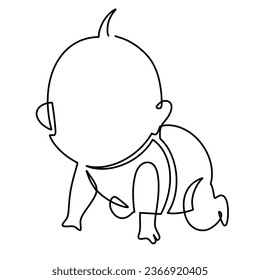Vector continuous one line baby illustration