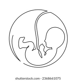 Vector continuous one line baby embryo illustration