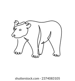 Vector continuous one line bear illustration