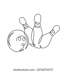 Vector continuous one line bowling illustration 