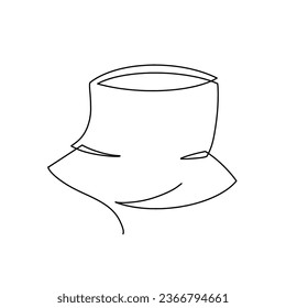 Vector continuous one line bucket hat illustration