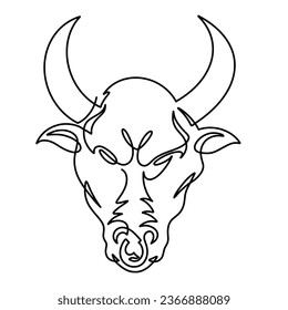 Vector continuous one line bull illustration