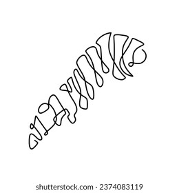 Vector continuous one line caterpillar illustration