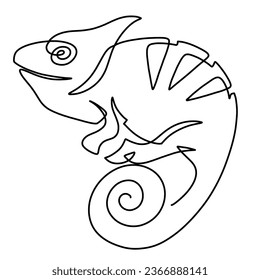 Vector continuous one line chameleon illustration