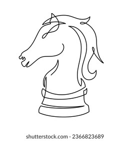 Vector continuous one line chess knight illustration