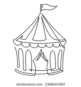 Vector continuous one line circus tent illustration