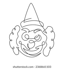 Vector continuous one line clown illustration