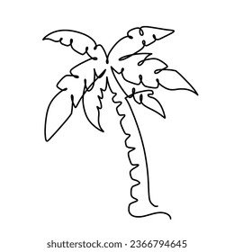 Vector continuous one line coconut tree illustration