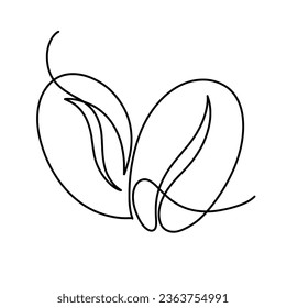 Vector continuous one line coffee beans illustration