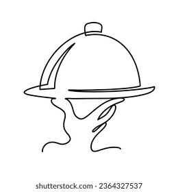 Vector continuous one line covered food try illustration