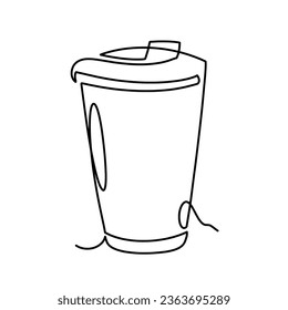 Vector continuous one line Cup Strawless illustration