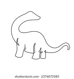 Vector continuous one line dinosaurs illustration