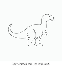 Vector continuous one line dinosaurs illustration. large animals in ancient times, Single continuous line drawing of animal for logo identity.