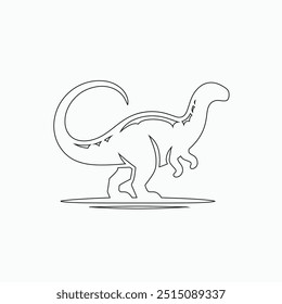 Vector continuous one line dinosaurs illustration. large animals in ancient times, Single continuous line drawing of animal for logo identity.