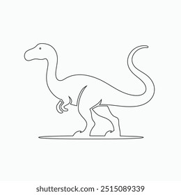 Vector continuous one line dinosaurs illustration. large animals in ancient times, Single continuous line drawing of animal for logo identity.