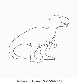 Vector continuous one line dinosaurs illustration. large animals in ancient times, Single continuous line drawing of animal for logo identity.