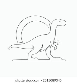 Vector continuous one line dinosaurs illustration. large animals in ancient times, Single continuous line drawing of animal for logo identity.