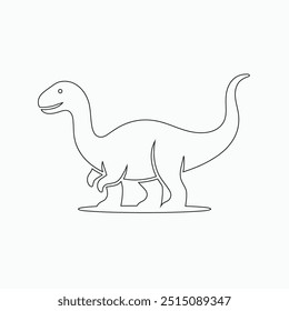 Vector continuous one line dinosaurs illustration. large animals in ancient times, Single continuous line drawing of animal for logo identity.