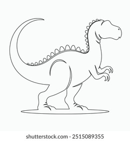 Vector continuous one line dinosaurs illustration. large animals in ancient times, Single continuous line drawing of animal for logo identity.