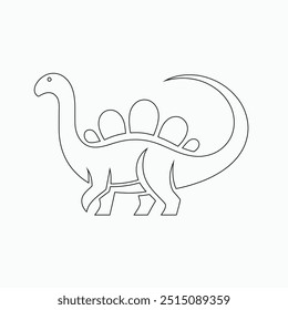 Vector continuous one line dinosaurs illustration. large animals in ancient times, Single continuous line drawing of animal for logo identity.