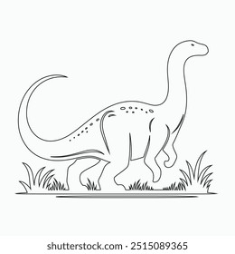 Vector continuous one line dinosaurs illustration. large animals in ancient times, Single continuous line drawing of animal for logo identity.