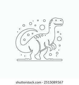 Vector continuous one line dinosaurs illustration. large animals in ancient times, Single continuous line drawing of animal for logo identity.