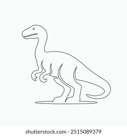 Vector continuous one line dinosaurs illustration. large animals in ancient times, Single continuous line drawing of animal for logo identity.