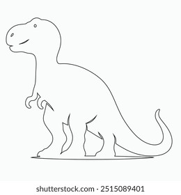 Vector continuous one line dinosaurs illustration. large animals in ancient times, Single continuous line drawing of animal for logo identity.