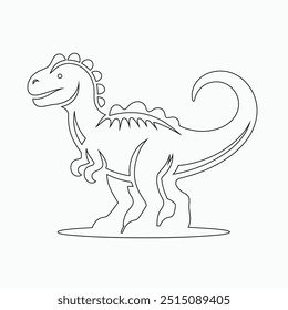 Vector continuous one line dinosaurs illustration. large animals in ancient times, Single continuous line drawing of animal for logo identity.