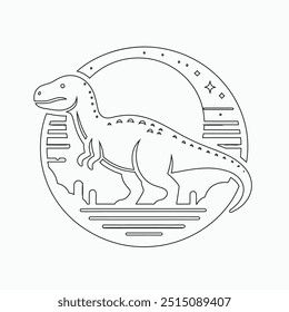 Vector continuous one line dinosaurs illustration. large animals in ancient times, Single continuous line drawing of animal for logo identity.