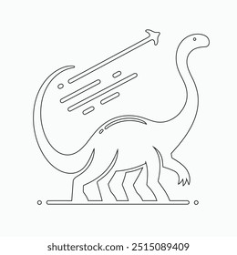 Vector continuous one line dinosaurs illustration. large animals in ancient times, Single continuous line drawing of animal for logo identity.