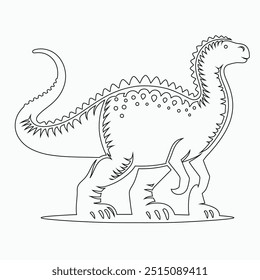 Vector continuous one line dinosaurs illustration. large animals in ancient times, Single continuous line drawing of animal for logo identity.