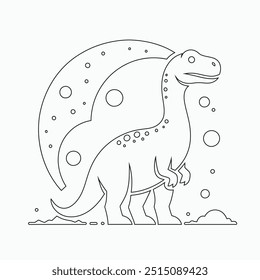 Vector continuous one line dinosaurs illustration. large animals in ancient times, Single continuous line drawing of animal for logo identity.