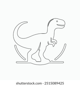 Vector continuous one line dinosaurs illustration. large animals in ancient times, Single continuous line drawing of animal for logo identity.