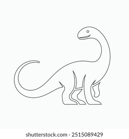 Vector continuous one line dinosaurs illustration. large animals in ancient times, Single continuous line drawing of animal for logo identity.