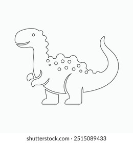 Vector continuous one line dinosaurs illustration. large animals in ancient times, Single continuous line drawing of animal for logo identity.