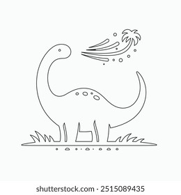 Vector continuous one line dinosaurs illustration. large animals in ancient times, Single continuous line drawing of animal for logo identity.