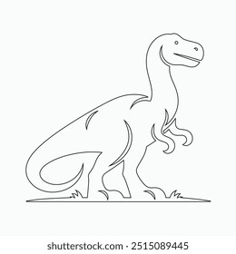 Vector continuous one line dinosaurs illustration. large animals in ancient times, Single continuous line drawing of animal for logo identity.