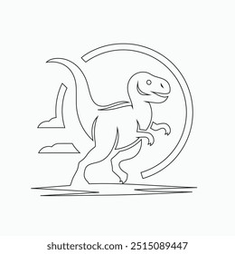 Vector continuous one line dinosaurs illustration. large animals in ancient times, Single continuous line drawing of animal for logo identity.