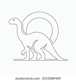 Vector continuous one line dinosaurs illustration. large animals in ancient times, Single continuous line drawing of animal for logo identity.