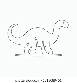 Vector continuous one line dinosaurs illustration. large animals in ancient times, Single continuous line drawing of animal for logo identity.