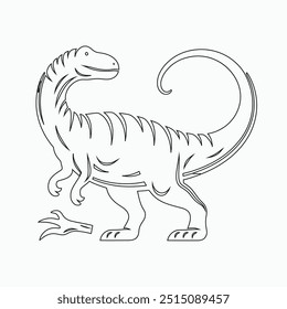 Vector continuous one line dinosaurs illustration. large animals in ancient times, Single continuous line drawing of animal for logo identity.