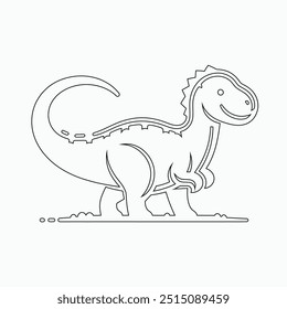 Vector continuous one line dinosaurs illustration. large animals in ancient times, Single continuous line drawing of animal for logo identity.