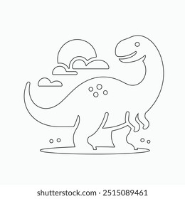 Vector continuous one line dinosaurs illustration. large animals in ancient times, Single continuous line drawing of animal for logo identity.